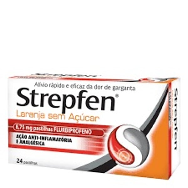 Strepfen Laranja Sem Açúcar 24 Pastilhas