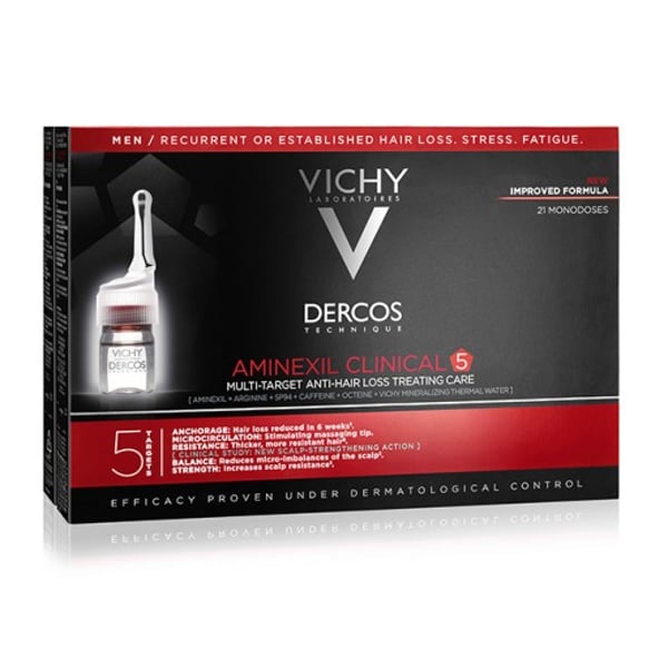 Vichy Dercos Aminexil Clinical 5 Ampolas Tratamento Antiqueda Homem 21 Unidades