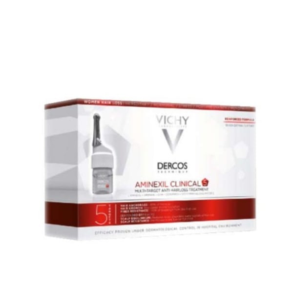 Vichy Dercos Aminexil Clinical 5 Ampolas Tratamento Antiqueda Mulher 42unid.