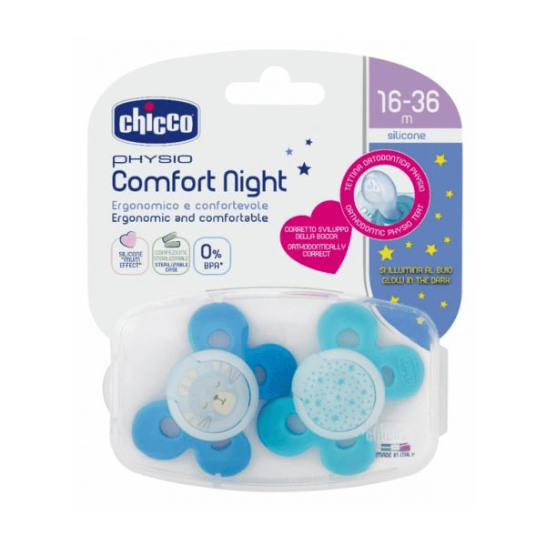Chicco Physio Comfort Night Silicone Pacifier Boy 16-36M