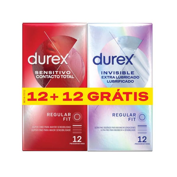 Durex Invisible Extra Lubricated + Sensitivo Total Contact (12+12 condoms) 