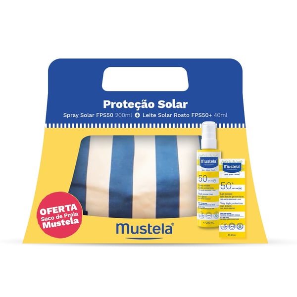 Mustela Sun Spray SPF50 200ml + Facial Sun Milk 40ml (Gift Beach Bag)
