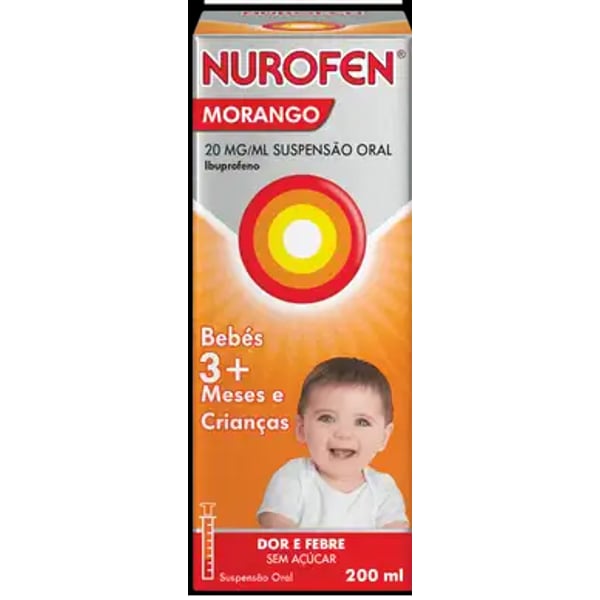 Nurofen Morango, 20 mg/mL-200 mL x 1 susp oral mL