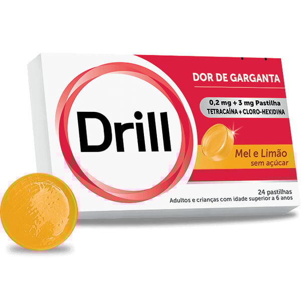 Drill Mel e Limão sem açúcar , 0.2 mg + 3 mg Blister 24 Pastilhas