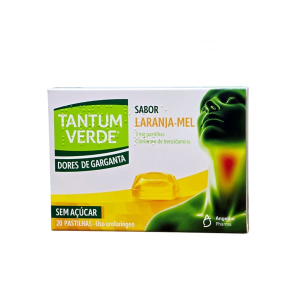 Tantum Verde Laranja-Mel Sem Açucar (x20 Pastilhas)